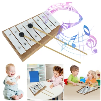 Глокеншпиль 8 Нот Глокеншпиль Ксилофон Обучающий Ударный Музыкальный Инструмент для Дошкольного Обучения Детей