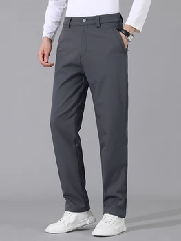 2023 Новые мужские зимние Повседневные брюки на толстой теплой флисовой подкладке, ветрозащитные водонепроницаемые Прямые брюки для гольфа, плюс размер 8XL
