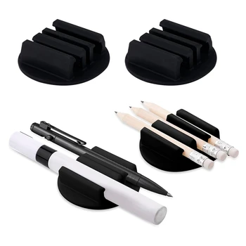 Клейкий силиконовый держатель для ручек, набор зажимов для ручек, держатель для маркеров, черный для настольного планшета и других плоских поверхностей, держатель для карандашей