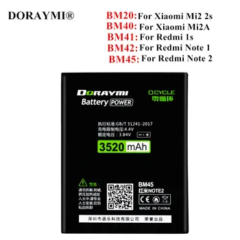 Аккумулятор DORAYMI BM45 BM40 BM41 BM42 BM20 Для Xiaomi Mi Redmi Note 2/Mi2S Mi 2/2A/Redmi 1S/Note1, Сменные Аккумуляторы для телефонов