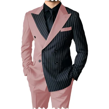 2022 Новый модный повседневный костюм из двух частей с контрастным соединением Мужской костюм Деловое платье Костюм для свадебной церемонии Мужская одежда Костюмы