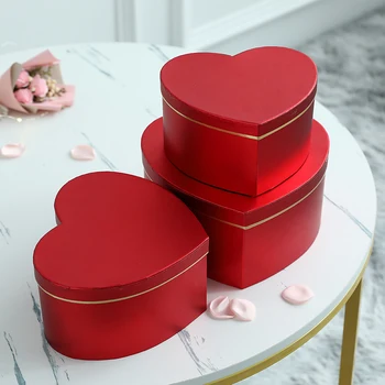 3шт Подарочных коробок в форме красного сердца, Шкатулки для ювелирных изделий, ожерелье, Цветочные подарки, Упаковочный футляр для свадебного украшения на День Святого Валентина
