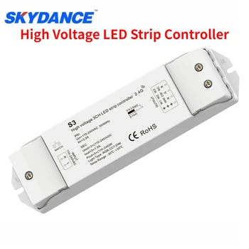 Высоковольтный Контроллер светодиодной ленты 110-240 В переменного тока 3CH * 1A Функция 3в1, Используемая Для Управления Одноцветными светодиодными лентами RGB CCT Высокого напряжения