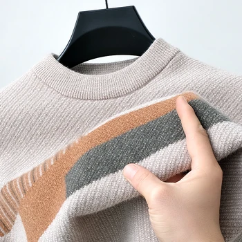 Высококачественный Брендовый Осенний Мужской Модный полосатый пуловер с круглым вырезом и длинным рукавом, деловой повседневный высококачественный дизайнерский свитер, топ