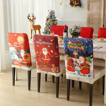Нетканые Рождественские чехлы для стульев, креативные чехлы для обеденных стульев с мультяшным принтом, украшающие праздничную атмосферу, чехлы для стульев