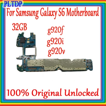 100% Оригинальная Материнская плата Для Samsung Galaxy S6 G920F G920I G920V Полностью Разблокирована Для Samsung S6 G920F Материнская плата 32 ГБ Логическая плата