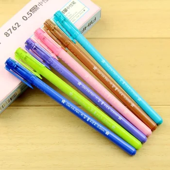 Симпатичные гелевые ручки 0,5 мм для школы Корейские канцелярские принадлежности Kawaii School-Supplies-Канцелярские принадлежности для офиса и школы 12шт