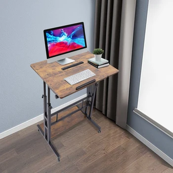 Передвижной стол Регулируемый Стол для ноутбука на колесиках Тележка для стола для ноутбука в домашнем офисе 4 в1 Передвижной Стационарный стол для ноутбука Компьютерный стол