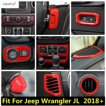 Интерьер Jeep Wrangler JL 2018 - 2022 Приборная панель, кондиционер, динамик, головной свет, Пряжка ремня безопасности, отделка крышки ABS, Красные Аксессуары