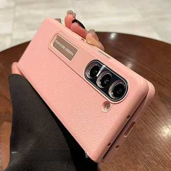 Складной держатель, модный розовый кожаный чехол для Samsung Galaxy Z Fold 3 4 5 zfold4 zfold5, чехол