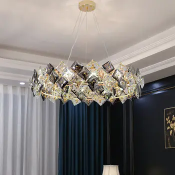 Украсьте свою гостиную роскошными современными подвесными светильниками - хрустальная светодиодная потолочная люстра с декором для спальни