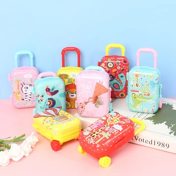 Металлический мини-чемодан для кукол Сундук с миниатюрными игрушками Декор кукольного домика Шкатулка для украшений