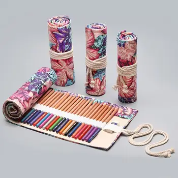 Модная сумка для хранения карандашей, стильная креативная сумка для хранения с принтом на холсте