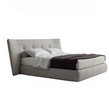 Итальянская минималистская роскошная тканевая кровать Современная минималистская главная спальня пуховая губка высокого эластичного качества мягкая сумка-кровать