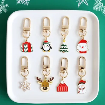 Рождественские украшения из милых мультфильмов, брелок для ключей в виде снежинки, рождественская елка, подвеска Airpods, сумка для новогодних подарков, аксессуары