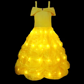 Косплей, светодиодное платье Belle Princess, платья для девочек для 