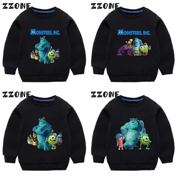 Детские толстовки Disney с мультяшным принтом Monsters Inc University Детские толстовки с капюшоном Детский пуловер Верхняя одежда Топы Одежда для девочек и мальчиков