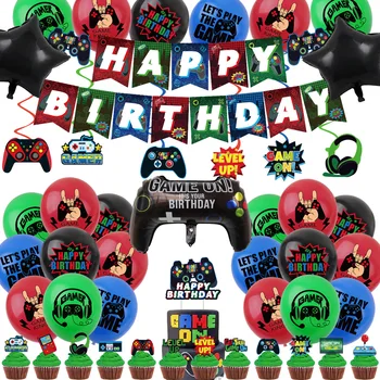 Игра на воздушных шарах I'm Gaming Черно-Зеленые Латексные шарики Тема игры One 1ST Happy Декор Вечеринки по Случаю Дня рождения Для Детей и мальчиков Воздушные шары в подарок