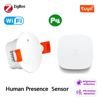 Tuya ZigBee Wi-Fi 24G 5.8G mmWave Датчик присутствия человека, определение расстояния по яркости, Беспроводные интеллектуальные датчики человеческого тела в режиме реального времени