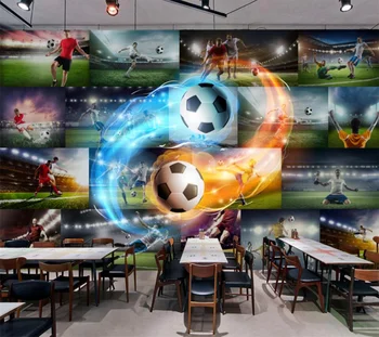 beibehang 3D трехмерное футбольное пламя фото настенный бар KTV фрески на заказ большая фреска зеленые обои papel de parede