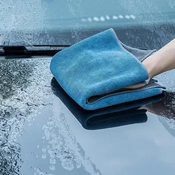 Полотенца для сушки автомоек С сильным водопоглощением Полотенца для чистки автомобилей Ткань из микрофибры Двухсторонние полотенца для чистки экстерьера автомобиля