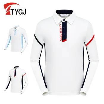 TTYGJ Детская дышащая рубашка для гольфа Для мальчиков, быстросохнущая футболка для бадминтона, детские топы-поло для гольфа с длинным рукавом, повседневная мягкая спортивная одежда