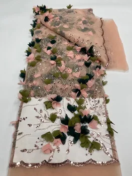 Швейцарская органза Африканская кружевная ткань с пайетками 2022 Высококачественное кружево Нигерийский Французский шнурок Кружевная ткань для пошива свадебного платья