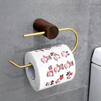 Деревянный держатель для салфеток Латунный Креативный держатель для туалетной бумаги Бук Черный Орех Аксессуары для хранения унитаза Штамповка не требуется