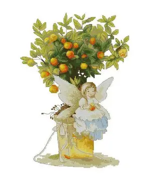 Amishop Top Quality Counted Lovely Милый Набор Для Вышивания Крестиком The Tangerine Luca-s Luca B1112 Fruit Tree Fairy