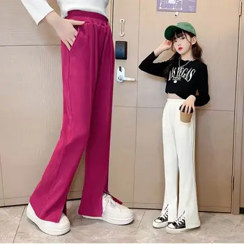 2023 Летние Модные Мягкие брюки для девочек, Детские Тонкие Брюки