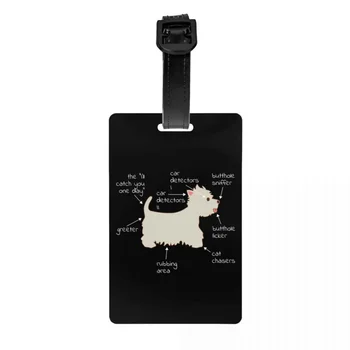 Багажные бирки Westie Dog Anatomy, изготовленные на заказ багажные бирки West Highland White Terrier, идентификационная наклейка для защиты конфиденциальности