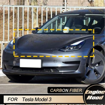 Крышка переднего капота двигателя автомобиля для 4-дверного седана Tesla Model 3 2016-2023 Гоночная Сменная крышка капота двигателя из углеродного волокна