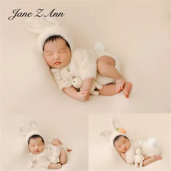 Реквизит для новорожденных, шапка-ушанка, вязаный комбинезон, кукла-кролик, реквизит для детской фотосъемки
