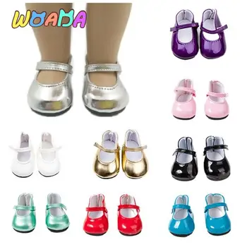 18-дюймовая обувь для кукол для девочек, модельные туфли принцессы из искусственной кожи с круглым носком, американская обувь для новорожденных, детские игрушки подходят для кукол 43 см