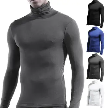 Зимнее мужское термобелье с высоким воротом, рашгард, Мужская рубашка первого слоя, мужское нижнее белье, Мужская компрессионная одежда Second Skin