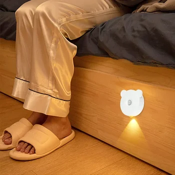 Круглый светодиодный ночник USB Перезаряжаемый настенный светильник с магнитным креплением, датчик движения PIR, шкаф, лестница, аварийное освещение