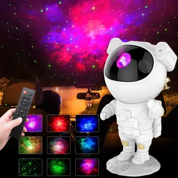 Детский звездный проектор-ночник с дистанционным управлением, регулируемый на 360 ° дизайн, освещение в туманности Астронавт Галактика для детей и взрослых
