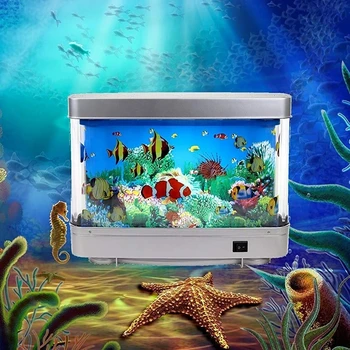 Лампа для аквариума с искусственными тропическими рыбками, декоративная сенсорная настольная лампа для аквариума, виртуальное движение, настроение Океана, ночник, украшение комнаты