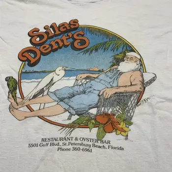 Винтажная футболка Silas Dent's Resturant and Oyster Bar St Pete Beach, Флорида, Мужская M