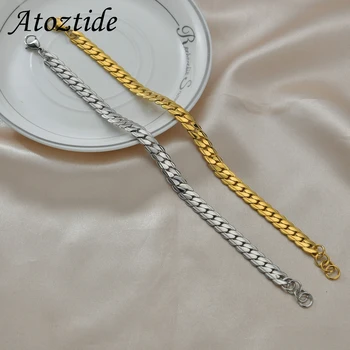 Atoztide панк бордюр 8,5 мм Браслет-цепочка с тиснением для мужчин, регулируемые браслеты из нержавеющей стали, женские подвески, модные украшения в подарок