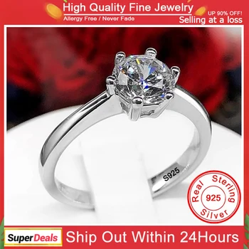 100% Сертифицированные кольца из стерлингового серебра 925 пробы, Высококачественные обручальные кольца с цирконием и бриллиантами для женщин, Подарочные украшения, Аксессуары для невесты