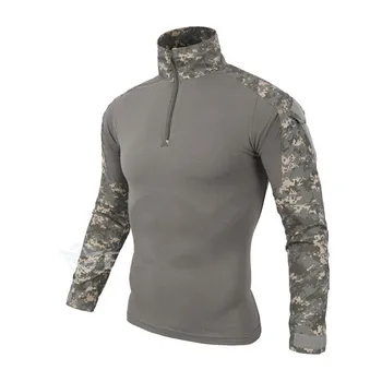 С налокотником Камуфляжные форменные рубашки для охоты на открытом воздухе Мужские женские футболки Tactical Combat CS Airsoft Paintball Топы с длинными рукавами