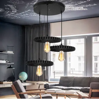 Американский подвесной светильник в стиле лофт с 3 головками, винтажный промышленный светильник в стиле лофт, бар, ресторан, парикмахерская, журнальный столик, подвесная лампа, люстра