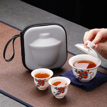 Нефритовый фарфоровый чайный сервиз из овечьего жира для путешествий Express Cup 1 чайник 2 чашки