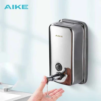 AIKE Настенный ручной насос, дозатор мыла, Дозатор жидкости для мытья рук из нержавеющей стали, Большая емкость 500 мл/1000 мл, Модель AK1001