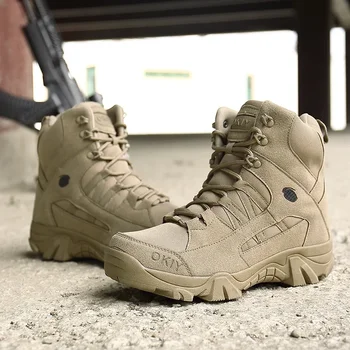 Мужские ботинки, армейские ботинки, мужская военная непромокаемая рабочая обувь для пустыни, Уличная альпинистская походная обувь, мужские тактические ботинки по щиколотку