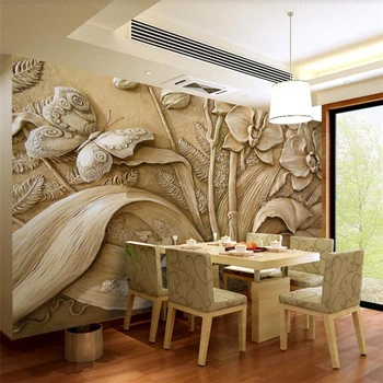 Пользовательские обои с 3D тиснением behang орхидея бабочка фон настенная роспись гостиная спальня 3D обои ресторан фреска