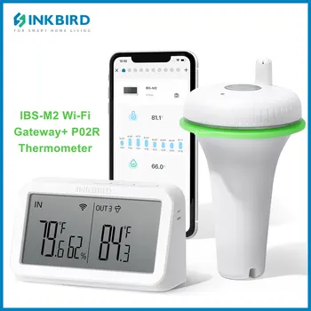 INKBIRD Модернизированный водонепроницаемый термометр для бассейна с шлюзом IBS-M2 Wi-Fi, 300-футовый беспроводной монитор температуры и влажности для плавания