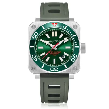 Часы Aquatico Steel Man с зеленым циферблатом и керамическим безелем (швейцарские Sellita sw200-1)