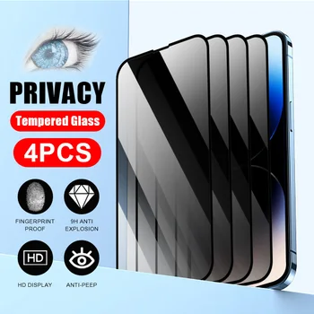 4шт закаленное стекло для телефона iphone Privacy Glass смартфон 15 14 Plus 13 Pro Max 12 Mini 11 Pro XR XS X защитная пленка